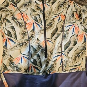 Tropical Print Women's Swim Dress With Shorts And Bikini Bottoms